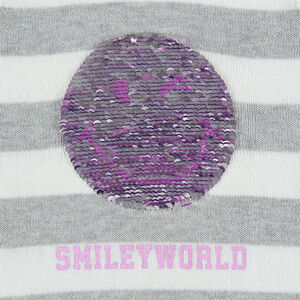 Pull rayé avec Smiley en sequins magiques 