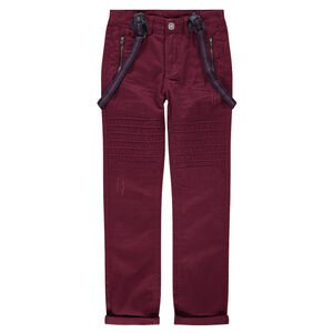 Junior - Pantalon en twill avec découpes et bretelles amovibles 