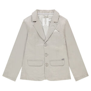 Junior - Blazer de cérémonie uni en coton avec doublure rayée 