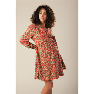 Robe de grossesse imprimée fleurs et touches de doré 