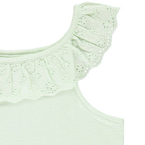 Débardeur à collerette volantée en broderie anglaise fille 