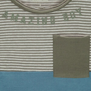 Tee-shirt manches longues en jersey avec rayures et poche 