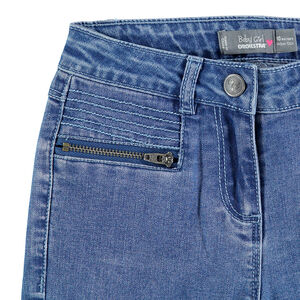 Junior - Jeans effet used avec poches zippées et jeux de plis 