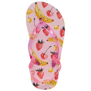 Tongs à bride transparente et fruits printés 