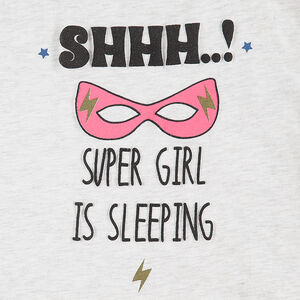 Junior - Pyjama en jersey gris chiné avec masques printés et textes 