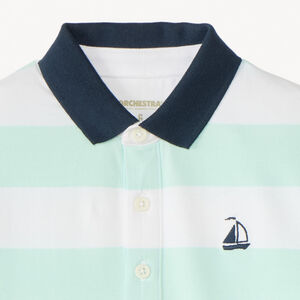 Polo manches courtes à rayures broderie bateau garçon 
