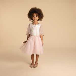 Robe sans manches bi-matières avec cape papillon fille 