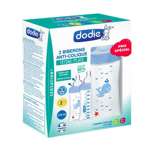 Lot de 2 biberons moyen anti-colique 270ml 0-6 mois - Mer 