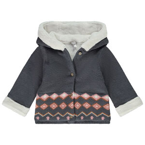 Veste doublée sherpa en tricot jacquard pour bébé fille 