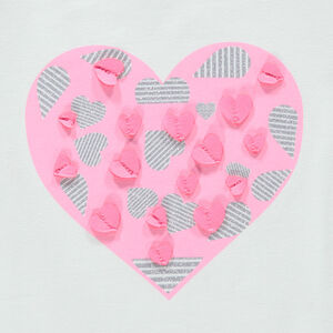 Tee-shirt manches courtes en jersey avec coeur printé et paillettes 