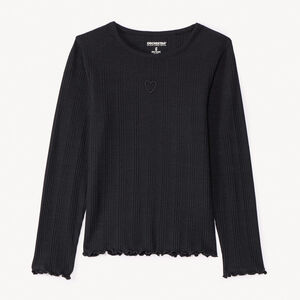 T-shirt manches longues avec cœur brodé fille 
