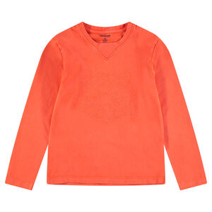 Junior - Tee-shirt manches longues en jersey avec tigre brodé sur le devant 