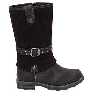 Bottes noires en simili cuir avec boucles et effet revers 