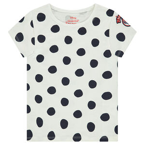Tee-shirt manches courtes à pois all-over avec motif brodé 