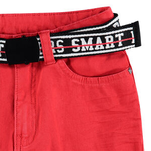 Junior - Pantalon en twill rouge avec ceinture imprimée amovible 