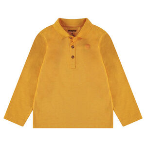 Polo manches longues en jersey slub avec logo printé 