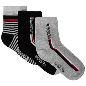 Lot de 3 paires de chaussettes assorties à rayures et inscriptions 