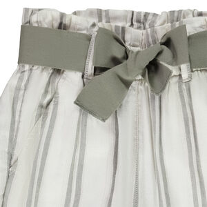 Pantalon fluide en toile rayée avec ceinture fille 