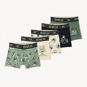 Lot de 5 boxers motifs forêt garçon 