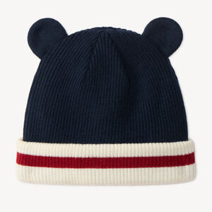 Bonnet bébé garçon en tricot côtelé avec oreilles en volume 