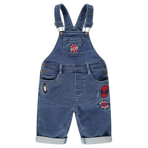 Salopette courte en jeans avec badges brodés Marvel Spiderman 