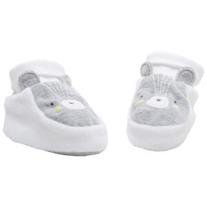 Chaussons en velours avec ours brodé et oreilles en relief 