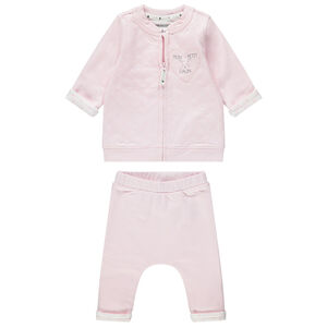 Ensemble avec gilet zippé à croisillons et pantalon print lapin au dos 