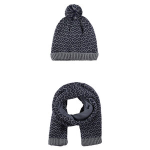 Ensemble bonnet et écharpe motif jacquard doublé polaire 
