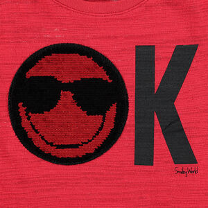 Tee-shirt manches courtes en jersey avec motif Smiley en sequins magiques 