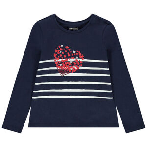 T-shirt manches longues en jersey à rayures et motif brillant 
