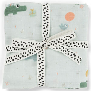 Lange mousseline enveloppante 120x120cm Celebration Bleu 