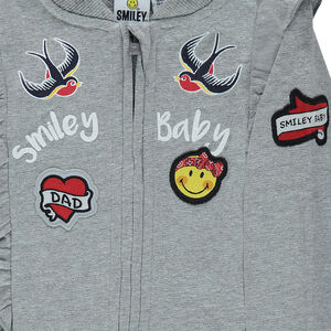 Gilet en molleton avec volants et badges Smiley 