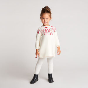 Robe bébé fille manches longues en tricot jacquard 
