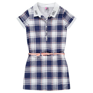 Junior - Robe manches courtes à carreaux avec ceinture amovible 