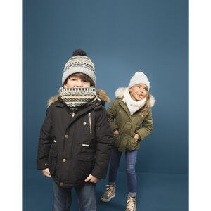 Junior - Ensemble bonnet et snood en tricot doublés sherpa avec perles fantaisie 