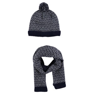 Ensemble bonnet et écharpe motif jacquard doublé polaire 