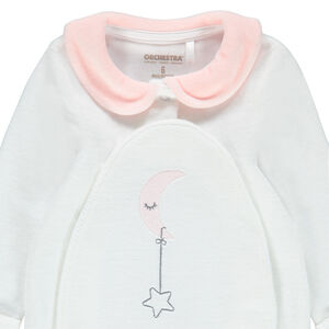 Dors-bien en velours à col Claudine et lune brodée 