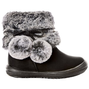 Bottines noires avec col effet fausse fourrure pour bébé fille 
