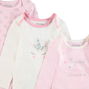 Lot de 3 bodies manches longues en jersey avec licornes printées 