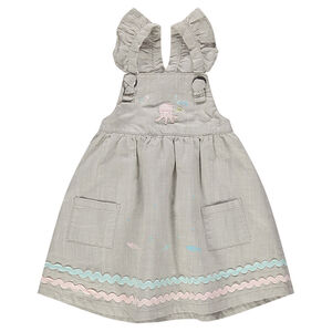 Robe à bretelles volantées avec pieuvre patchée et poches 