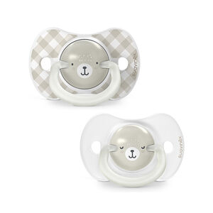 Lot de 2 sucettes silicone SX Pro 0-6M Wild&Free jour/nuit gris 