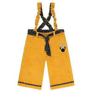 Pantalon large en velours avec bretelles élastiquées et broderie Disney Minnie 