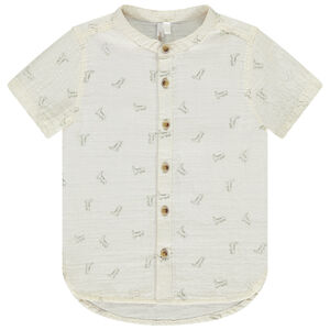 Chemise manches courtes col mao imprimé dinosaure pour bébé garçon 