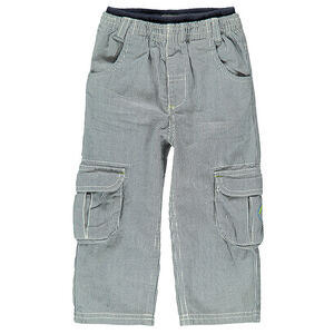 Pantalon en toile de coton à fines rayures 