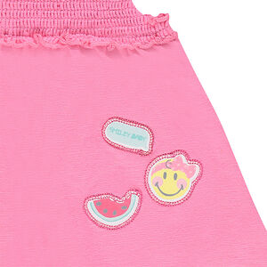 Ensemble tunique avec badges Smiley et legging avec noeuds contrastés 