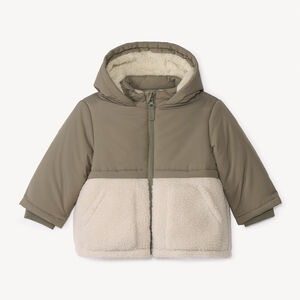 Doudoune bi-matière avec sherpa bouclette pour bébé garçon 
