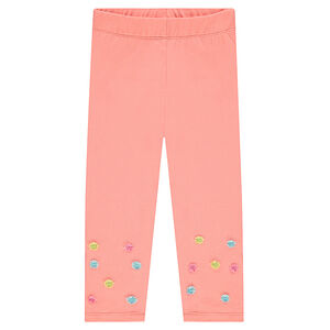 Legging mi-mollet en jersey avec pompons colorés 