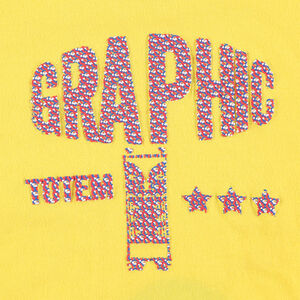 Tee-shirt manches courtes en jersey jaune avec print fantaisie en relief 