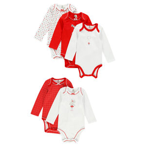 Lot de 5 bodies manches longues fantaisie avec ouverture adptée à l'âge 