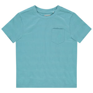 T-shirt manches courtes à rayures fantaisie et poche print palmier 